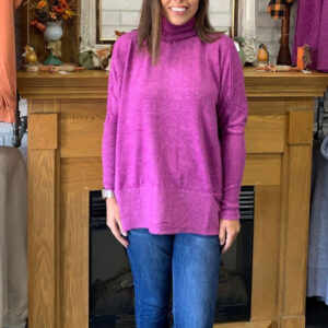 Plum Cozy Knit Turtleneck Sweater