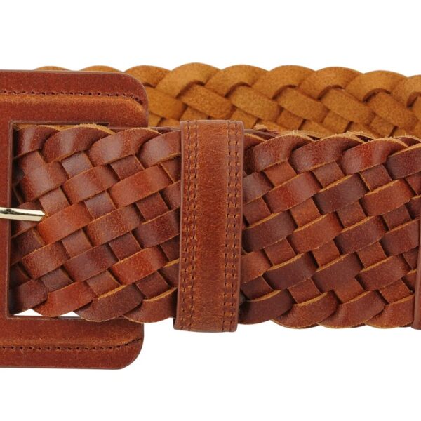 Lenny Wide Woven Braided Leather Belt