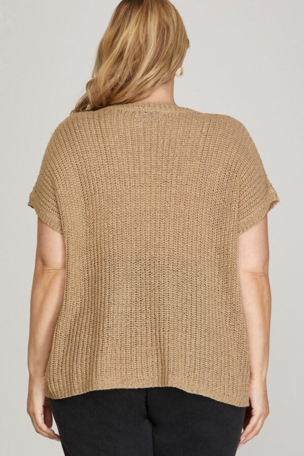 Sonia Taupe Loose Knit Curvy Sweater