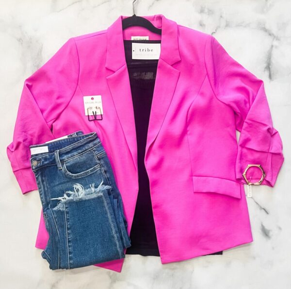 Aurelia Hot Pink Curvy Blazer