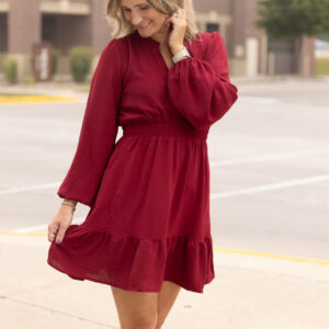 Annie Burgundy Woven Dress