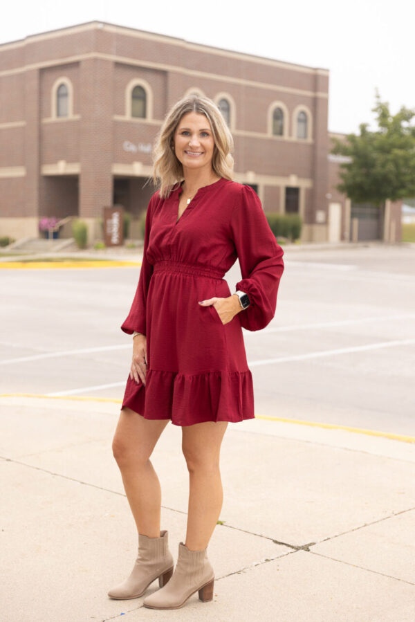 Annie Burgundy Woven Dress