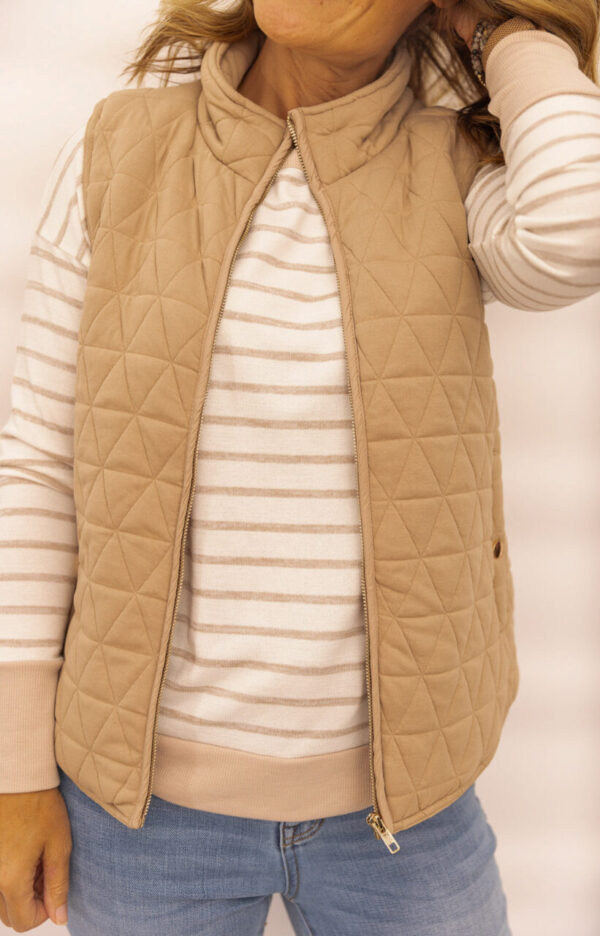 Novah Quilted Taupe Vest