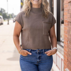 Rosie Mocha Sleeveless Sweater Top