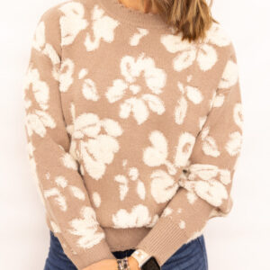 Mary Taupe Floral Sweater