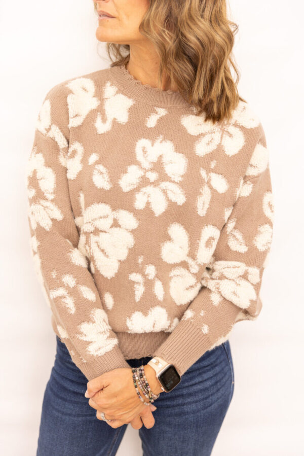 Mary Taupe Floral Sweater