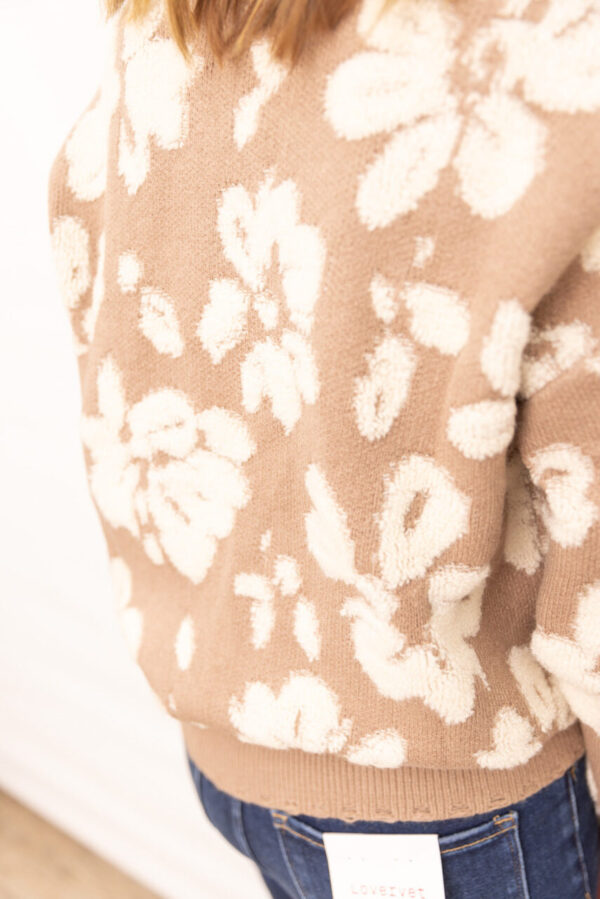 Mary Taupe Floral Sweater