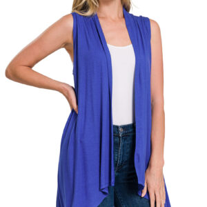 Sleeveless Drape Open Front Cardigan Vest