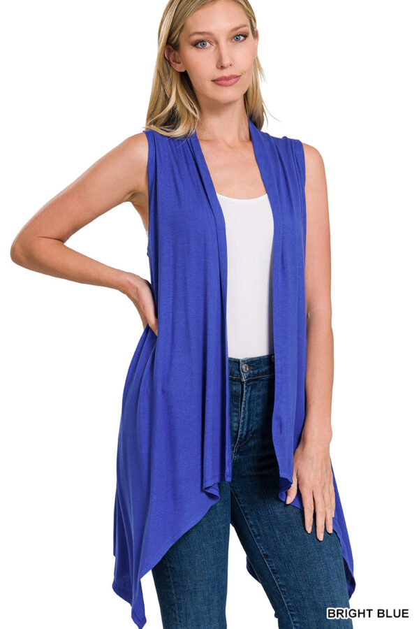 Sleeveless Drape Open Front Cardigan Vest