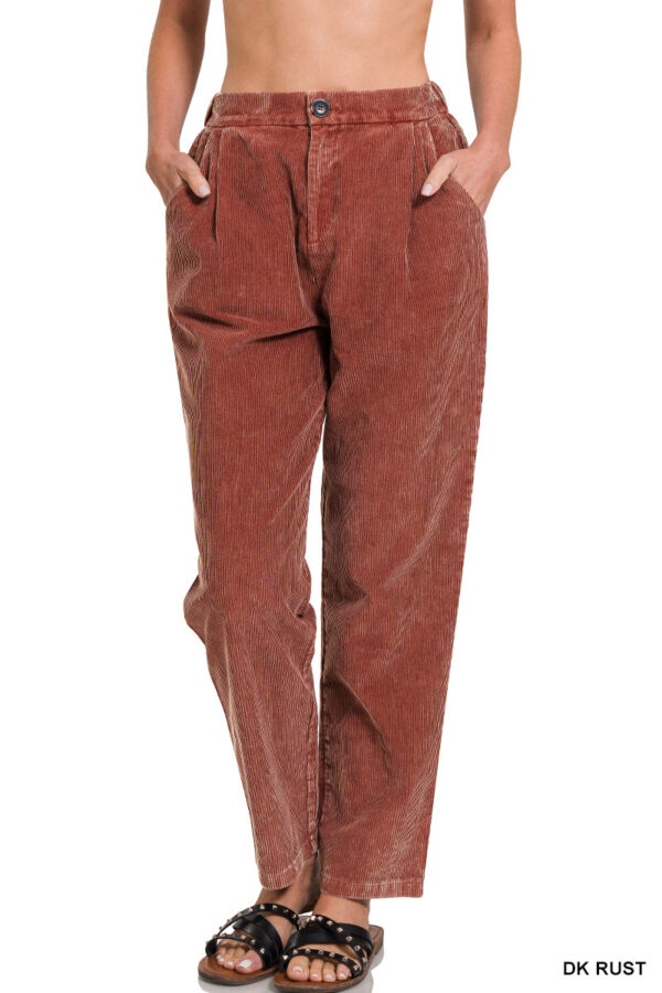 Mineral Wash Corduroy Pleated Pants