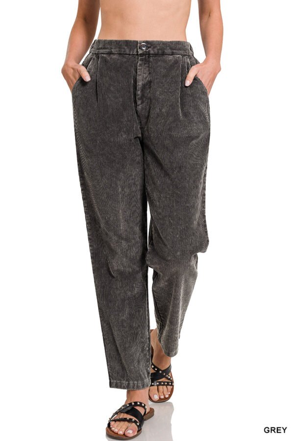 Mineral Wash Corduroy Pleated Pants