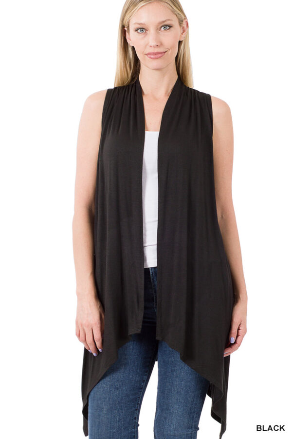 Sleeveless Drape Open Front Cardigan Vest