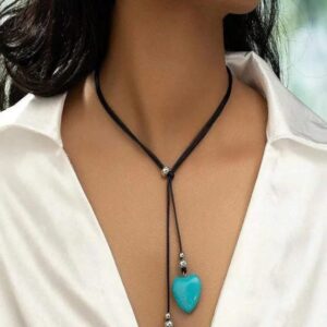 Lasso Style Necklace Earring Set – Turquoise