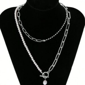 Multi Strand Silver & Pearl Necklace