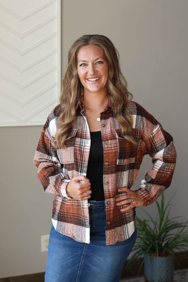 Brown Plaid Shacket Top