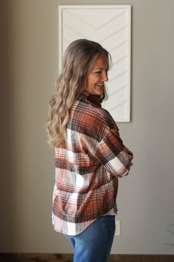 Brown Plaid Shacket Top