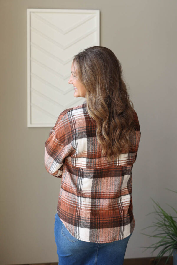 Brown Plaid Shacket Top