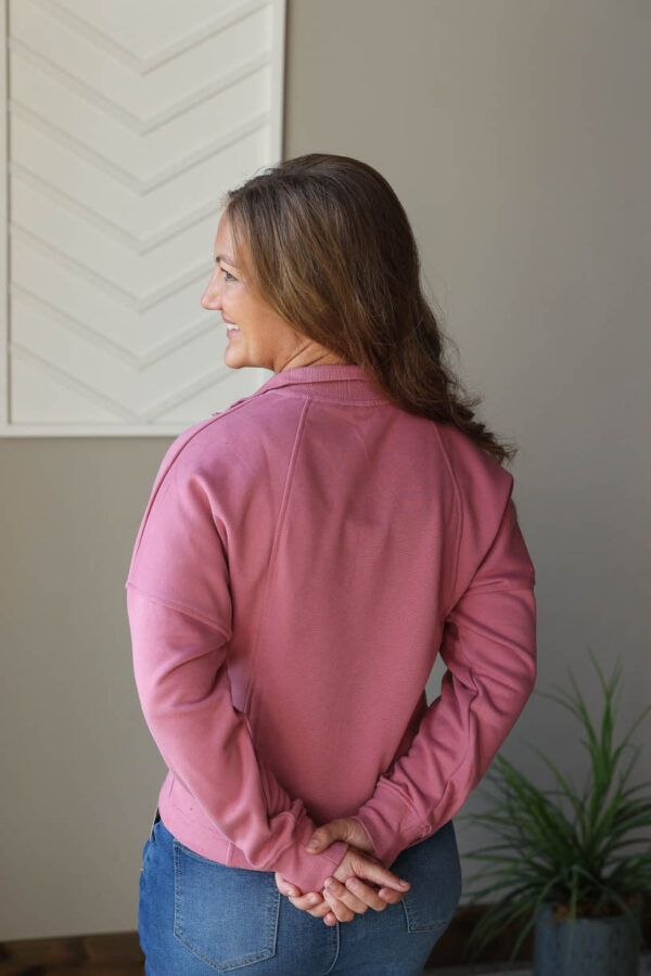 Rose Zippered Neck Sweatshirt