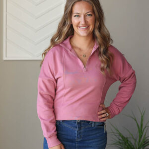 Rose Zippered Neck Sweatshirt