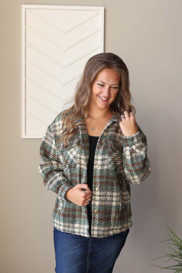 Mist Green Plaid Shaket