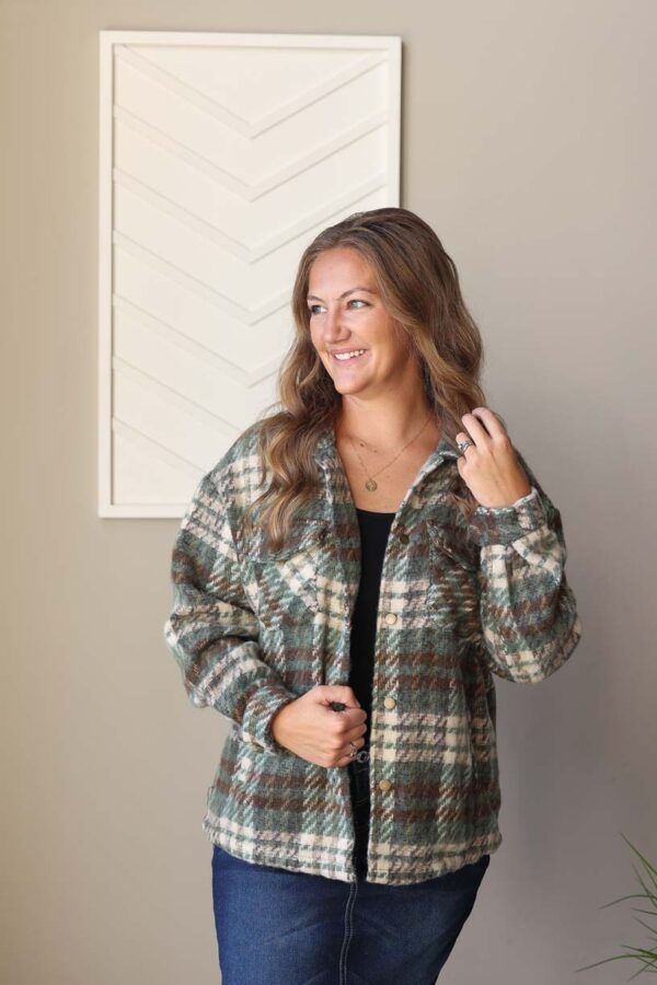 Mist Green Plaid Shaket