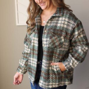 Mist Green Plaid Shaket