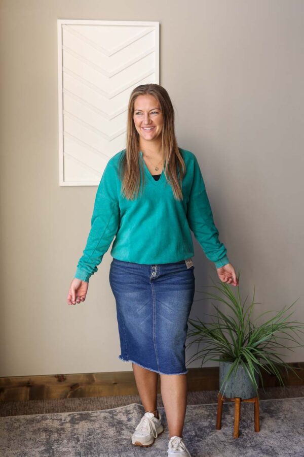 Dark Teal Notched Sweatshirt • S-2XL PLUS