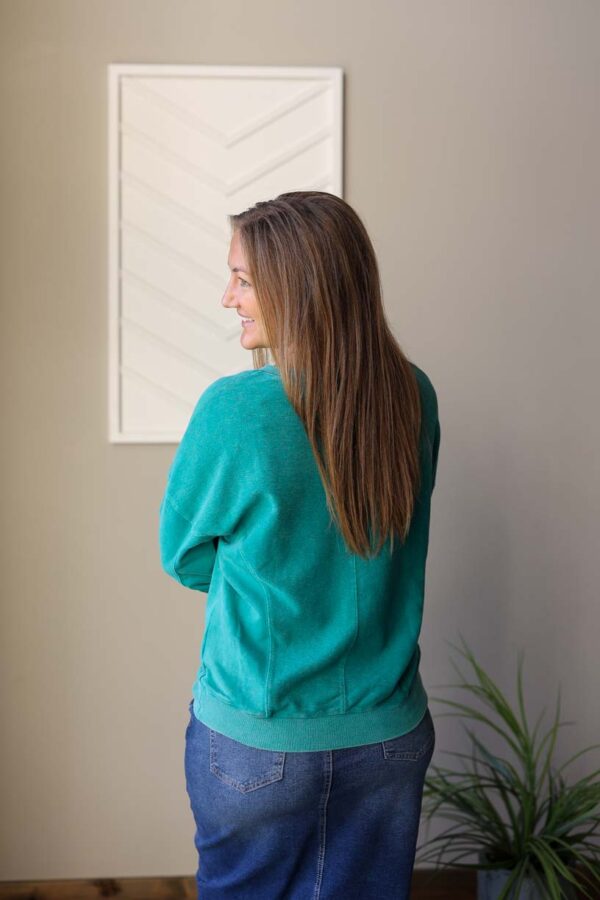 Dark Teal Notched Sweatshirt • S-2XL PLUS