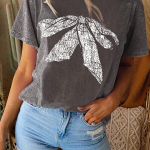 Bowknot Graphic Mineral Wash T Shirt