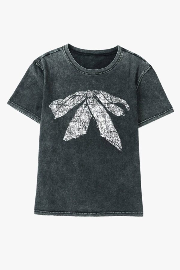 Bowknot Graphic Mineral Wash T Shirt