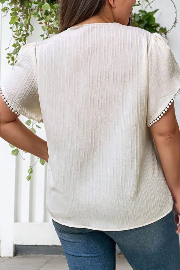 Embroidered V Neck Textured Blouse