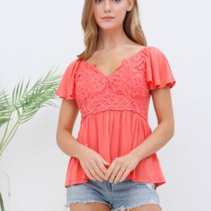 Lace Bodice Soft Knit Top