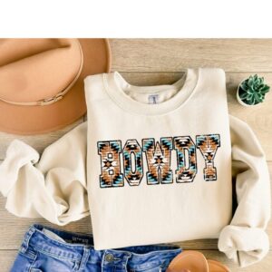 Howdy Western Aztec Print Sweatshirt