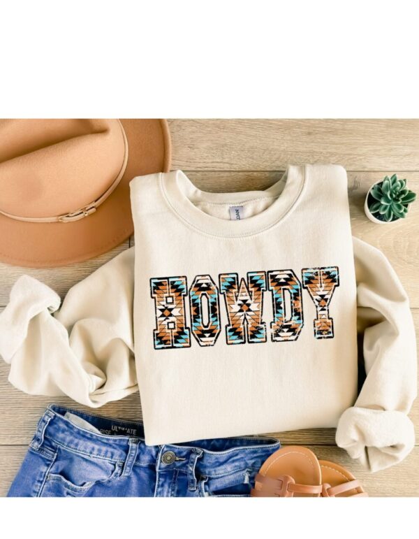 Howdy Western Aztec Print Sweatshirt