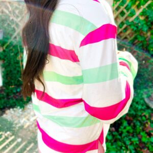 Mimi Multi-Color Striped Bell Sleeve Top