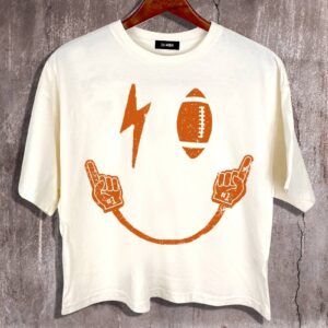 Football Smiley Face Crop Tee