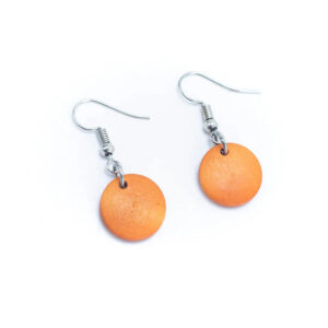 Round Wood Earrings – Orange