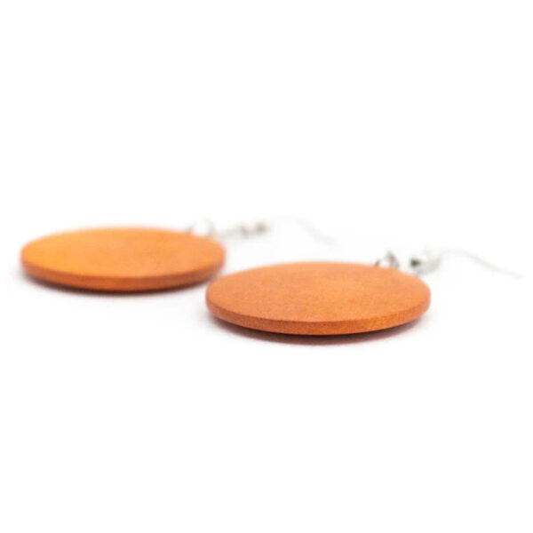 Round Wood Earrings – Orange