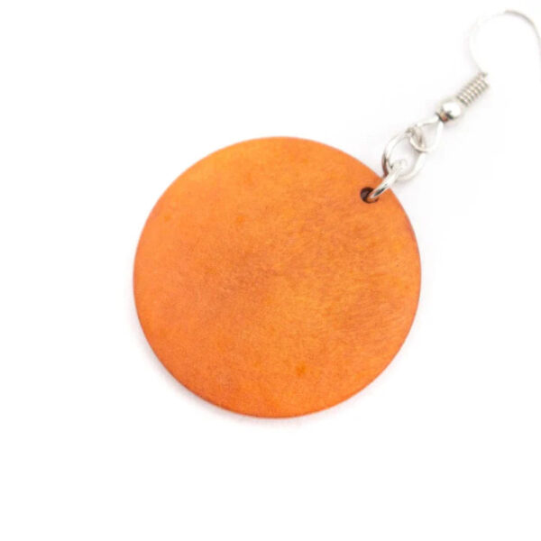 Round Wood Earrings – Orange