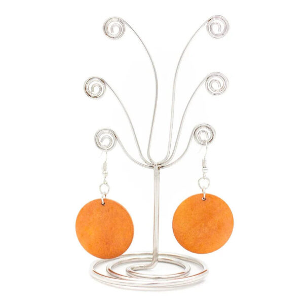 Round Wood Earrings – Orange