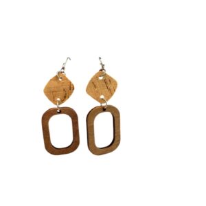 Cork & Wood Dangle Earrings