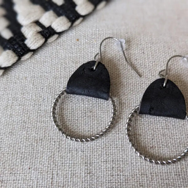 Black Cork W/Silver Hoops