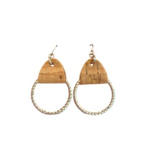 Natural Cork & Silver Hoops