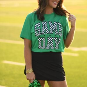 Green Checkered Game Day Tee