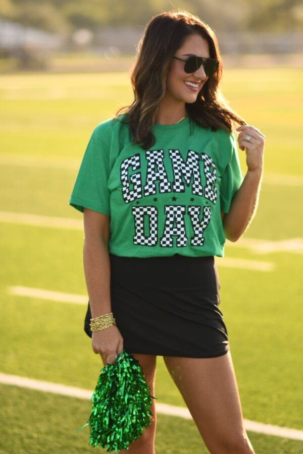 Green Checkered Game Day Tee