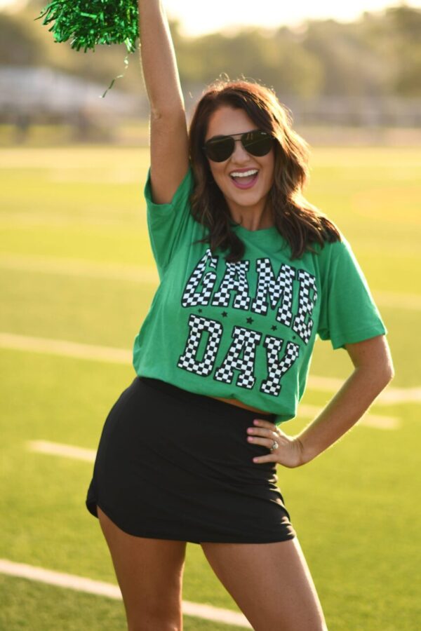 Green Checkered Game Day Tee