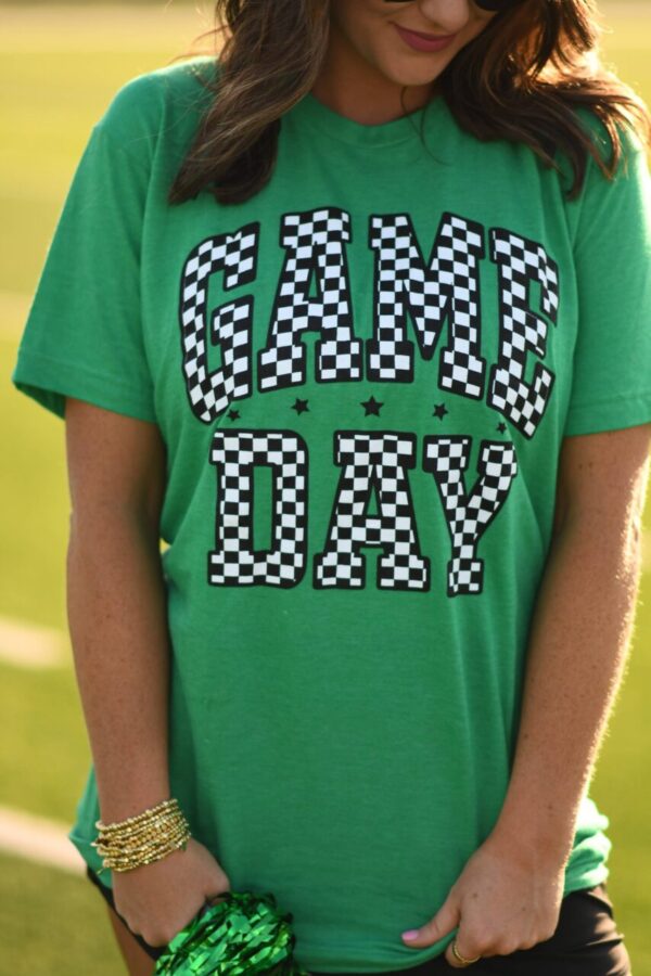 Green Checkered Game Day Tee