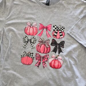 Cute Pumpkin Bow T-Shirt – Hot Pink and Black