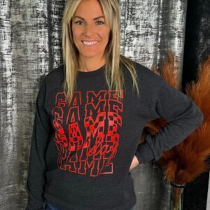 Gretchen Game Day Graphic Sweatshirt Checkered