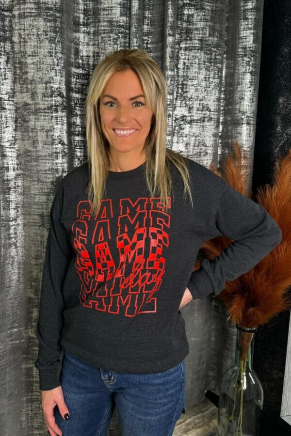 Gretchen Game Day Graphic Sweatshirt Checkered